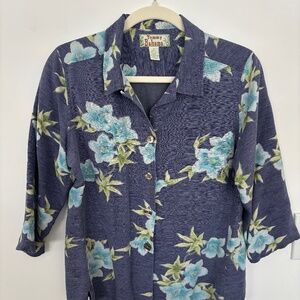 Vintage Tommy Bahama Blue Floral Silk Shirt • Size 8